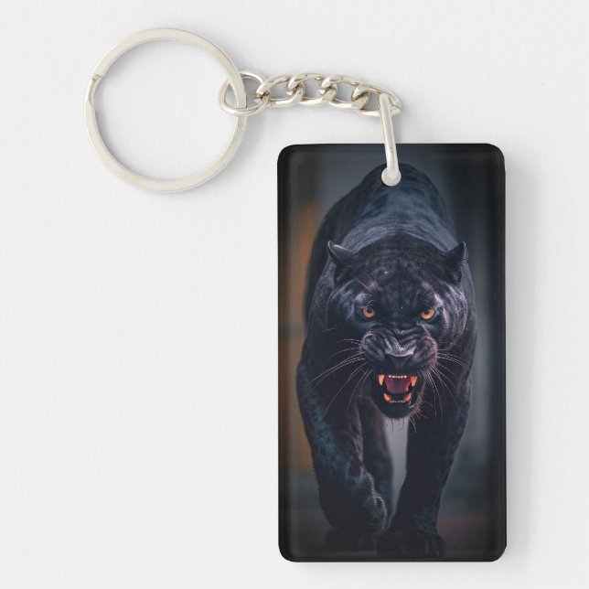 Angry Black Panther Keychain (Front)