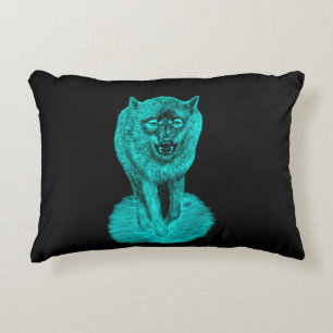 Angry Black Wolf in the Night Accent Pillow