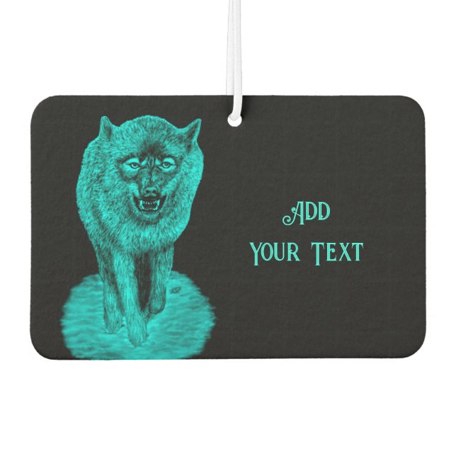 Angry Black Wolf in the Night Air Freshener (Front)