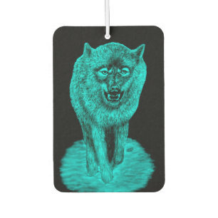 Angry Black Wolf in the Night Air Freshener