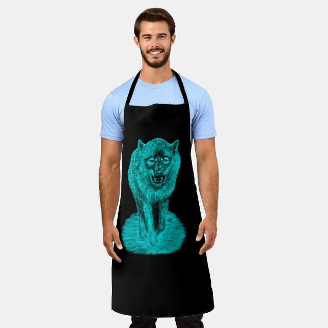 Angry Black Wolf in the Night Apron (Worn)