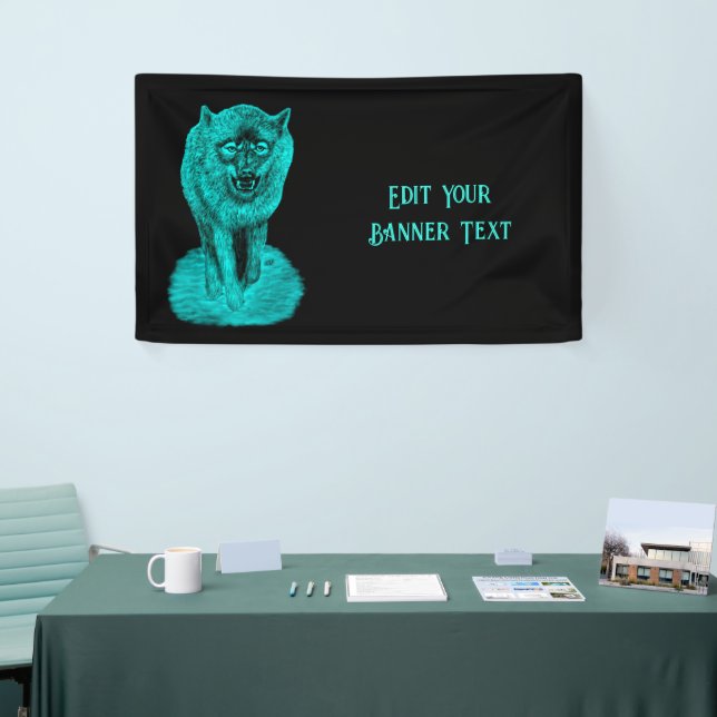 Angry Black Wolf in the Night Banner (Tradeshow)