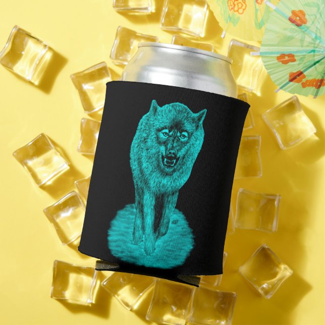 Angry Black Wolf in the Night Can Cooler (In Situ Summer)