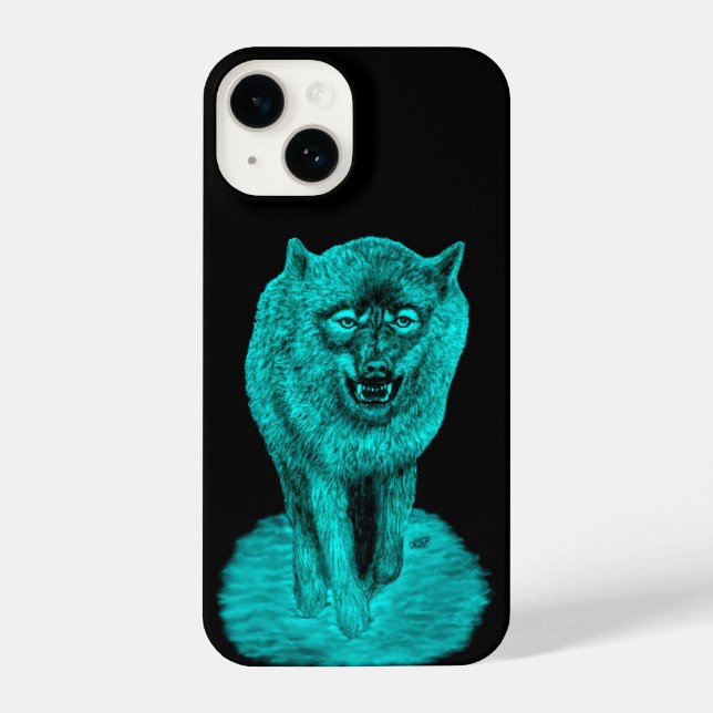 Angry Black Wolf in the Night iPhone Case (Back)