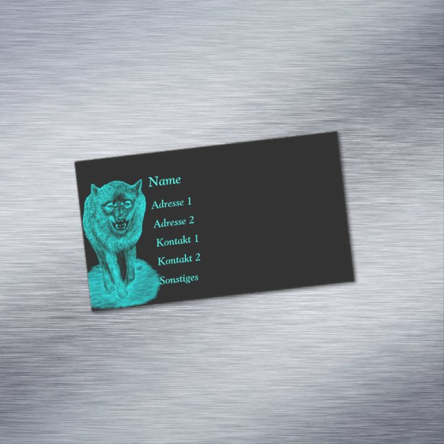 Angry Black Wolf in the Night Magnetic Business Card (In Situ)