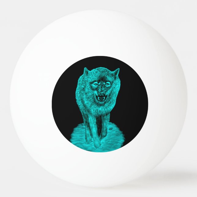 Angry Black Wolf in the Night Ping Pong Ball (Front)