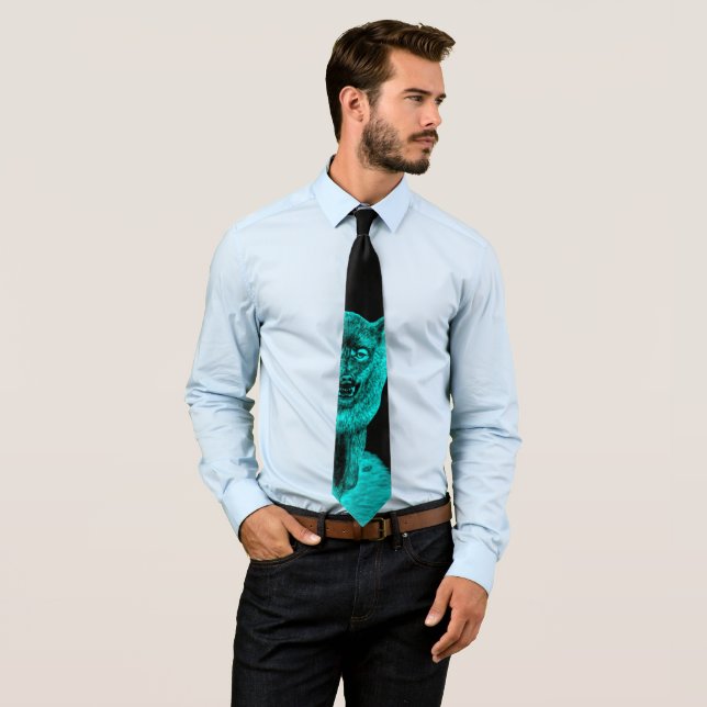 Angry Black Wolf in the Night Tie (In Situ)