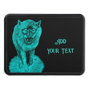 Angry Black Wolf in the Night Trailer Hitch Cover