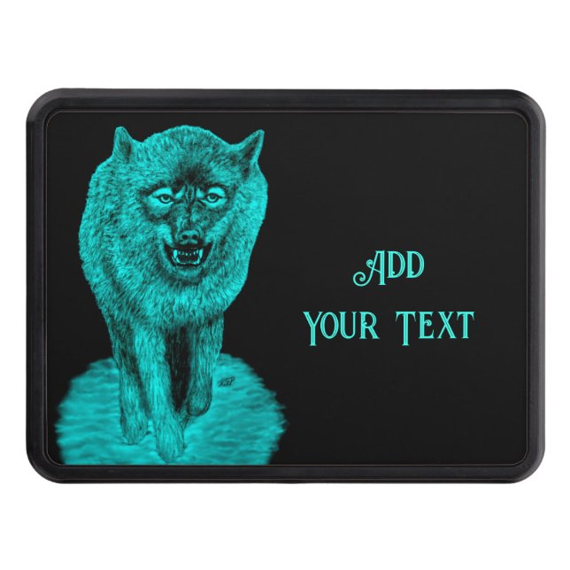 Angry Black Wolf in the Night Trailer Hitch Cover (Front)