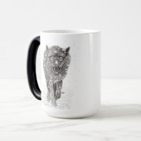 Angry Black Wolf in the Snow , wild Winter