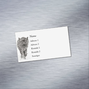 Angry Black Wolf in the Snow , wild Winter Magnetic Business Card
