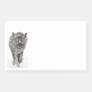 Angry Black Wolf in the Snow , wild Winter Post-it Notes