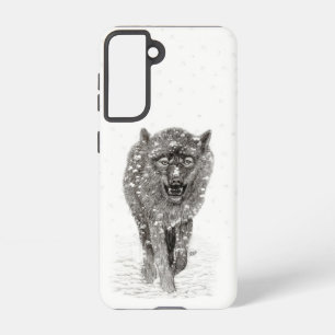 Angry Black Wolf in the Snow , wild Winter Samsung Galaxy Case