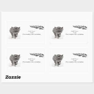 Angry Black Wolf in the Snow , wild Winter Sticker