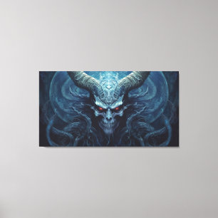 Angry blue demon canvas print