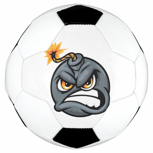 Angry Bomb Cartoon Soccer Ball - Grumpy Graphic  (Front)