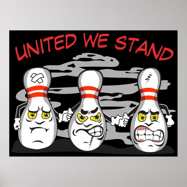 Angry Bowling Pins, Funny Sport Poster (Front)