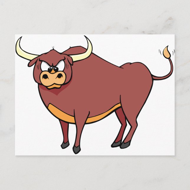 Angry Bull Cartoon Postcard (Front)