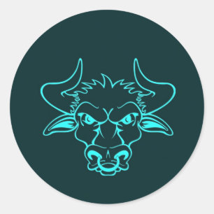 Angry bull classic round sticker