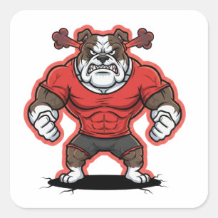 Angry Bulldog Gym Mascot Cartoon Sticker