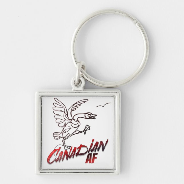 Angry Canada Goose Canadian AF sticker Keychain (Front)