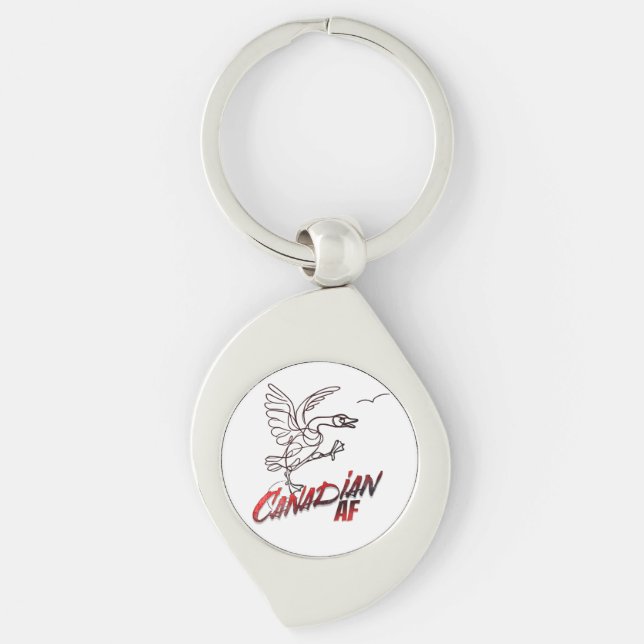 Angry Canada Goose Canadian AF sticker Keychain (Front)