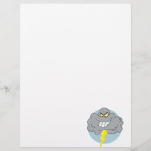 Angry Cartoon Black Cloud With Lightning