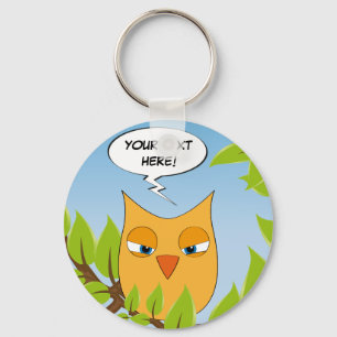 Angry cartoon owl - multiple colours keychain