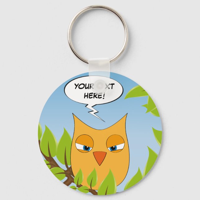 Angry cartoon owl - multiple colours keychain (Front)