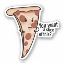 Angry Cartoon Pizza Slice Sticker