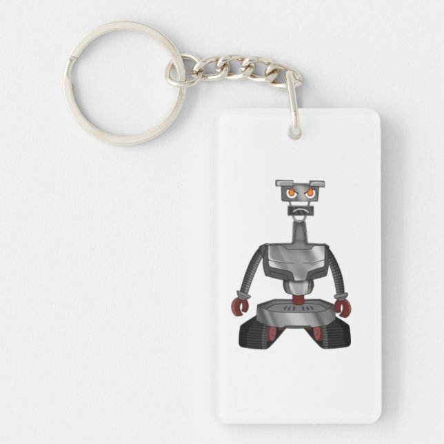 angry cartoon robot keychain (Front)