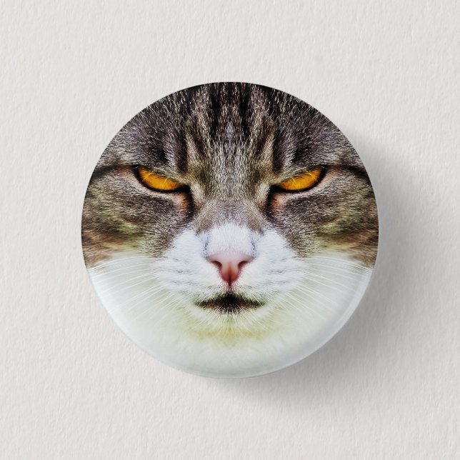 angry cat 1 inch round button (Front)