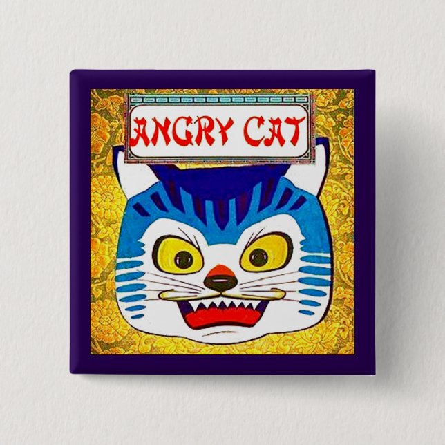 Angry Cat 2 Inch Square Button (Front)