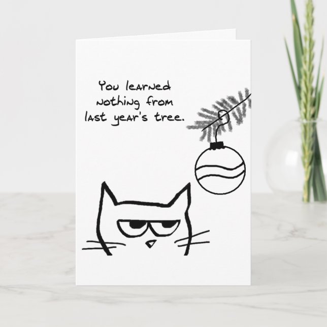 Angry Cat and the Christmas Tree Holiday Card (Front)