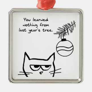 Angry Cat and the Christmas Tree. Metal Ornament