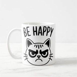 Angry Cat – Be Happy Contrast Art Coffee Mug