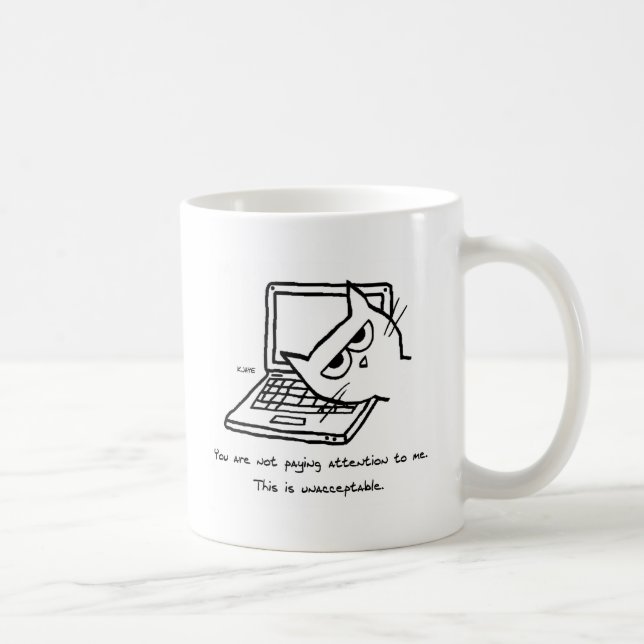 Angry Cat Demands Attention - Funny Cat Gift Coffee Mug (Right)