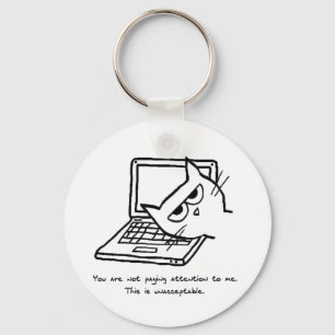 Angry Cat Demands Attention - Funny Cat Keychain
