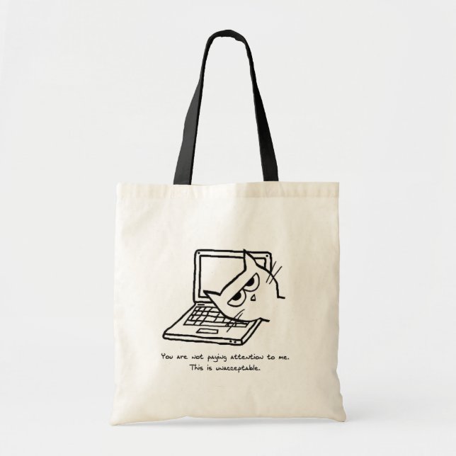Angry Cat Demands Attention - Funny Cat Tote (Front)