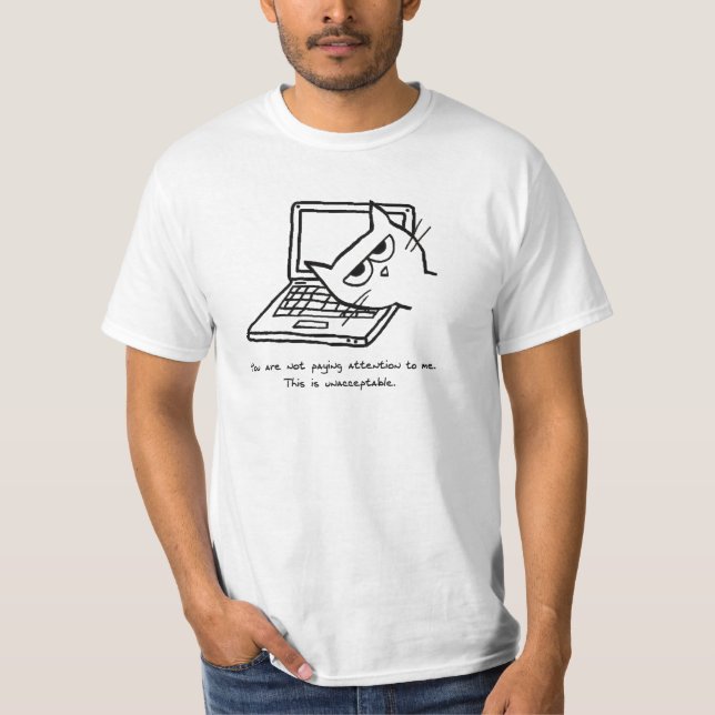 Angry Cat Demands Attention - Funny Cat Tshirt (Front)