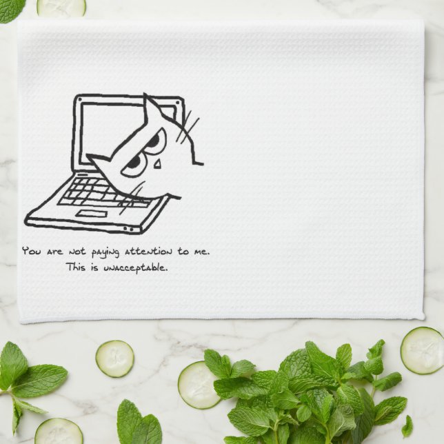 Angry Cat Demands Attention - Funny Hand Towel (Folded)