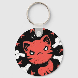 Angry Cat Emblem Keychain