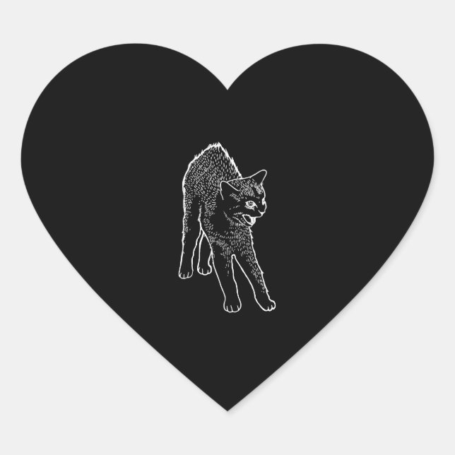 Angry cat  heart sticker (Front)