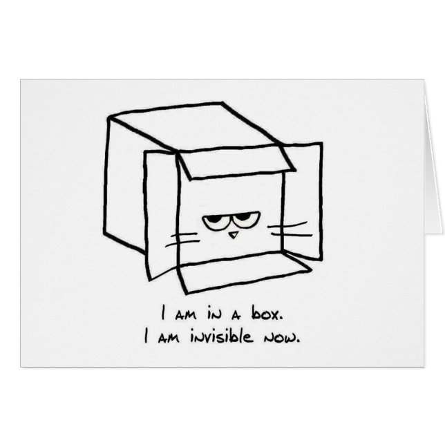 Angry Cat Hides in a Box - Funny Cat Card (Front Horizontal)