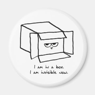 Angry Cat Hides in a Box - Funny Cat Magnet
