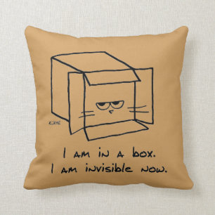 Angry Cat Hides in a Box - Funny Cat Pillow