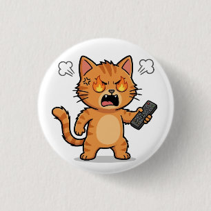 Angry Cat Holding Remote Control Button