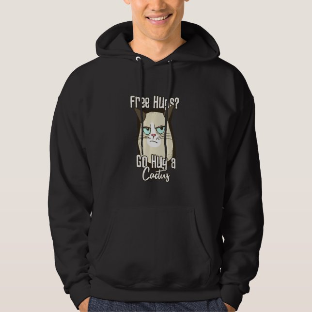 Angry Cat Hug A Cactus Hoodie (Front)