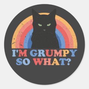 Angry cat I'm grumpy so what funny cats Classic Round Sticker