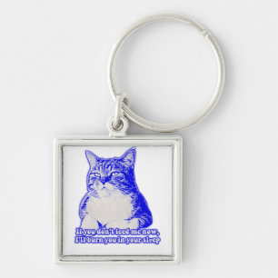 Angry cat meme for cat lovers and cat owners keychain